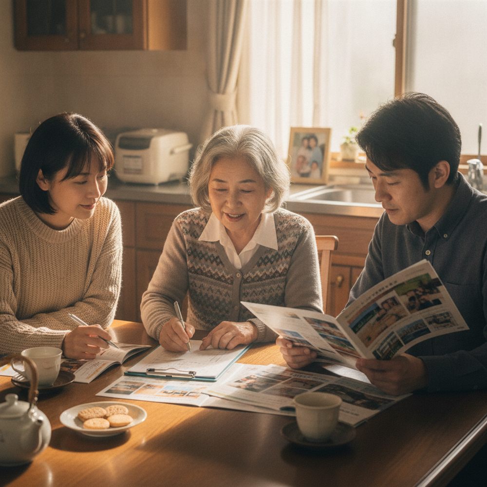 パンフレットとチェックリストで比較する家族